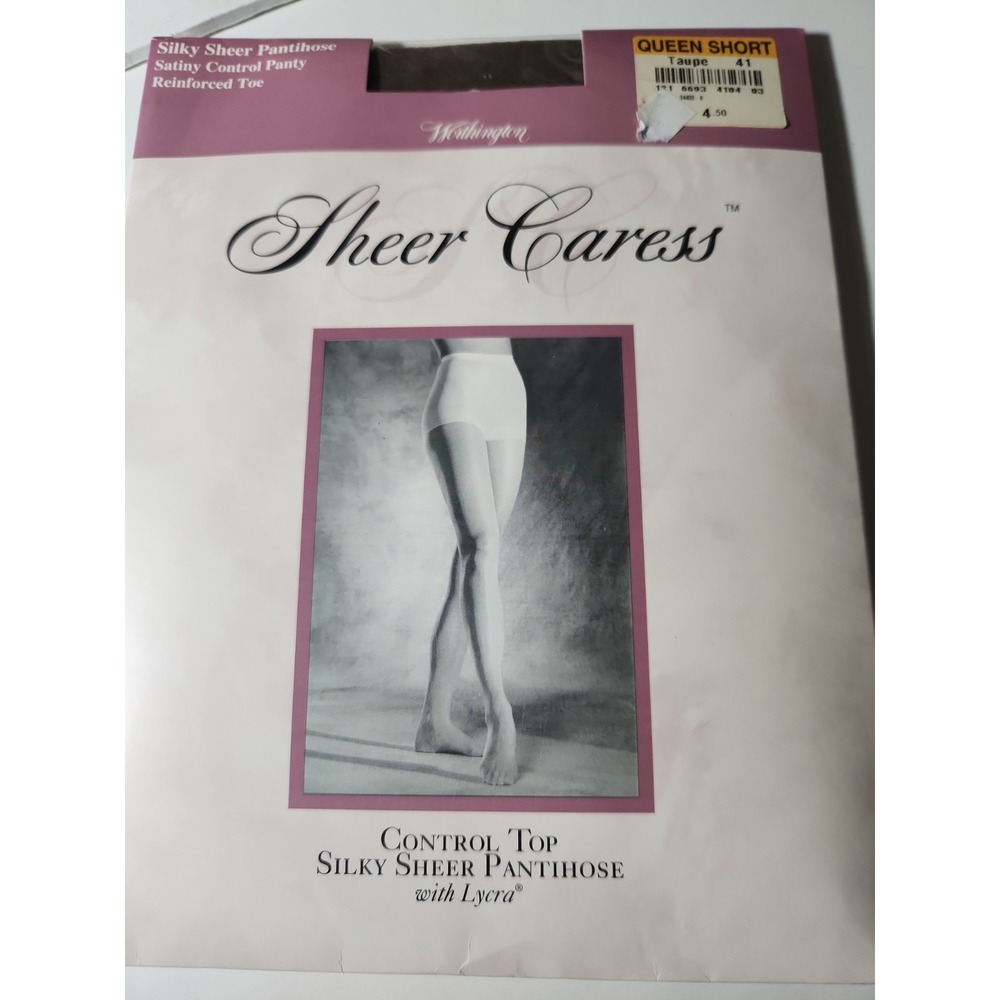 Pantihose Worthington Sheer Caress Satiny Control Panty Silky Queen Short Taupe